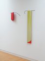 Helen Calder: Red Split, 2021, acrylic paint and steel, 335 x 600 x 80 mm; Chartreuse, 2021, acrylic paint and steel, 1175 x 459 x 80 mm. Photo: Sam Hartnett
