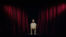 Still from Marcus Coates, The Directors: Marcus (2022) ⁠Single channel HD video on loop, projection, 16 min 51 sec--presented at Parnell Project Space, courtesy of Artangel.