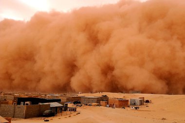 Mohamed Sleiman Labat, A Sandstorm Approaches the Smara Refugee Camp, in the Tindouf Region of Algeria, 2022. 