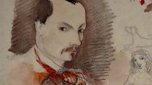 Charles Baudelaire, Self Portrait (detail), 1863, pencil and watercolour on paper.