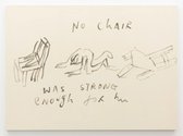 Tom Kreisler, No Chair was Strong Enough, 2002, acrylic on canvas, 129.5 x 178.5 cm, courtesy of the Tom Kreisler Estate and Sumer gallery. 