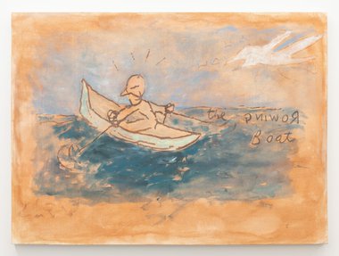 Tom Kreisler, The Rowing Boat, 1997-98, acrylic on canvas, 152 x 112 cm. Courtesy of the Tom Kreisler Estate and Sumer gallery.