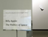 Installation view of “Please pull the sliding door to continue through to Gallery 3. Billy Apple: The Politcs of Space” in corridor between Nelson Suter Art Society Gallery and Potton Family Gallery, 2018.