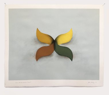 John Bailey, Study for the Kowhai Project,  2024, Flashe acrylic and charcoal on Sennelier 300gsm watercolour paper, 660 x 550 mm (paper size).