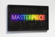 Paul Hartigan, Masterpiece, 2024, neon on paper. 2024, neon on paper. MED: 410 mm  x 720 mm x 40 mm ; LGE: 520 mm  x 1020 mm  x 40 mm 