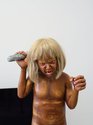 Ronnie van Hout, Daemon with Club, 2024, detail, painted resin, wig, 1250 x 500 x 405 mm