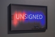 Paul Hartigan, Unsigned, 2024, neon on paper. MED: 450 mm  x 720 mm x 40 mm; LGE: 560 mm x 920 mm x 40 mm