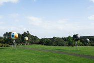 Ruth Watson's Other Worlds (2018-2024) steel, polystyrene, cement/fibreglass mix, paint, 4435 x 2000 x 2000 mm, at Auckland Botanic Gardens. Courtesy Auckland Council Public Art. Photo credit: David St George