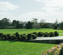 Ruth Watson's Other Worlds (2018-2024) steel, polystyrene, cement/fibreglass mix, paint, 4435 x 2000 x 2000 mm, at Auckland Botanic Gardens. Courtesy Auckland Council Public Art. Photo credit: David St George