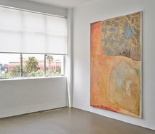Milli Jannides, Wide Meshed Nets, 2024, oil on linen and silk, 2400 x 1800 mm