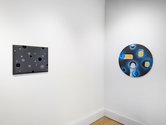 Installation of Luise Fong's Nexus at Bergman Gallery, showing Untitled, 1994 and Ocean Tondo, 2022. All images courtesy of the artist and Bergman gallery.