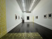 Installation shot of Veronica Herber's Making My Way Home exhibition at Melanie Roger. Note the floor and wall installations of I Just Want To See You Happy, using Washi foto tape.