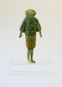 Te Maari, (E) Jay William Te Ururangi-Pūriri of Ryvington Ln, 2024, felt, wool/silk/mohair/synthetic fibres (knitted/crocheted elements), cotton (embroidery), custom acrylic, stage, 31 x 18 x 6 cm (figure), 32.8 x 25 x 14 cm (stage)