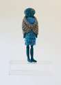 Te Maari, (E) Major Samuel Henry Mokopōpaki of Pāua Rockyshores, 2024, felt, wool (knitted elements), cotton (embroidery), custom acrylic stage 32 x 12.5 x 5 cm (figure), 32.8 x 25 x 14 cm (stage)