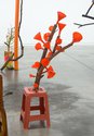 Judy Darragh, Funnel Tree, 2024, plastic, wood, metal. 1470 x 310 mm