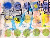 Anto Yeldezian, Don't Welcome Me Mat, 2025, acrylic, enamel spray, charcoal, soft pastel and wax crayon on canvas sheet, 1600 x 2700 mm, detail