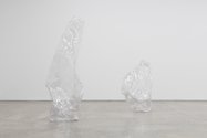 Mikala Dwyer, Empty Sculptures 1 and 3, 2025, hollow upright plastic forms