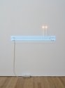 Cerith Wyn Evans, "in light of ... (Argon)", 2025, neon, wax candles, 510 x 1650 x 65 mm