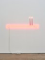 Cerith Wyn Evans, "in light of ... (Neon)", 2025,  neon, wax candles, 510 x 1650 x 65 mm