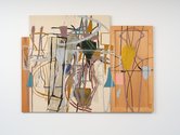 John Reynolds, Sacrament, 1988 (triptych0, mixed media on canvas and wooden panel, 1800 x 2455 mm