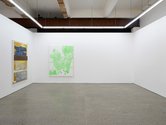 Shot of Tilted Arc and Untitled (Kati Heck, Classic v, 2025, The Upstairs at Bortolami 39 Walker presented by Sadie Coles HQ New York, 2025) as installed at Coastal Signs.