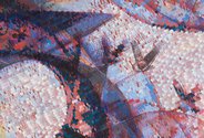 Simon Denny, Output 1472, 2025, plotted gouache and inkjet on canvas, 62.5 x 82.5 x 6 cm (detail)
