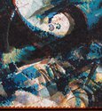 Simon Denny, Output 1690, 2025, plotted gouache and inkjet on canvas, 62.5 x 82.5 x 6 cm detail
