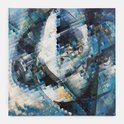 Simon Denny, Output 1736, 2025, plotted acrylic and inkjet on canvas 120 x 120 x 4 cm