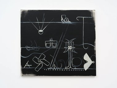 Julian Hooper, Setting Up, 2025, acrylic on canvas, 700 x 800 mm