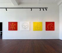 Jerome Ngan-Kee: four paintings on the short wall.