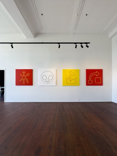 Jerome Ngan-Kee: four paintings on the short wall.