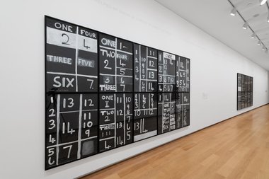 Installation shot of Colin McCahon's Safety in Numbers exhibition at AAG.